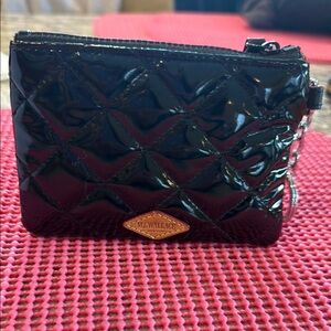 MZ Wallace Black Quilted Clutch with Glossy Finish